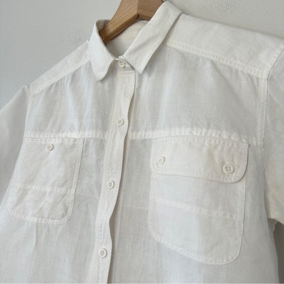 Vintage Gitano Ma 100% Cotton/Ramie Short Sleeve Button Up Sz S White Classic - Picture 3 of 9